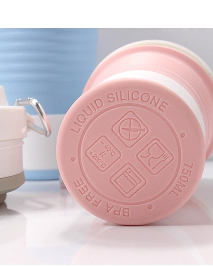 Pahar pliabil din silicon pentru calatorii, camping, 750 ml, pai inclus