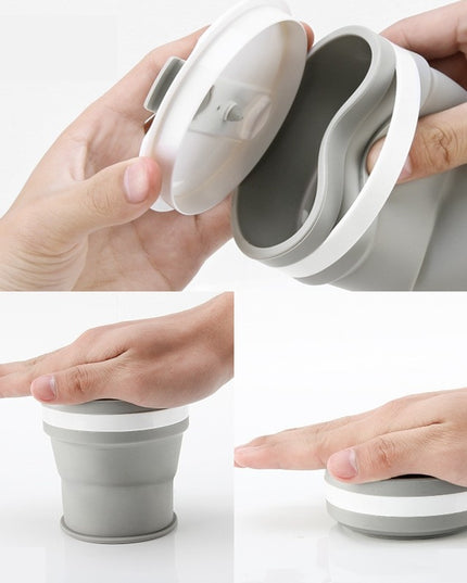 Pahar pliabil din silicon prentru calatorii, 350 ml, pai inclus