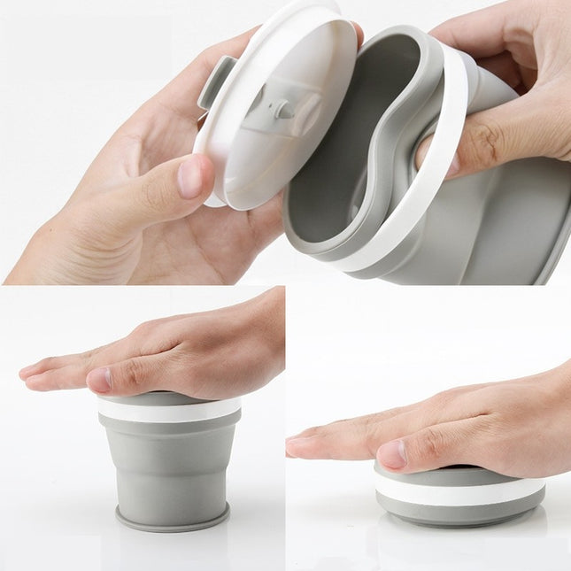 Pahar pliabil din silicon prentru calatorii, 350 ml, pai inclus