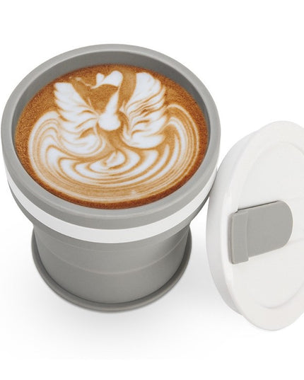 Pahar pliabil din silicon prentru calatorii, 350 ml, pai inclus