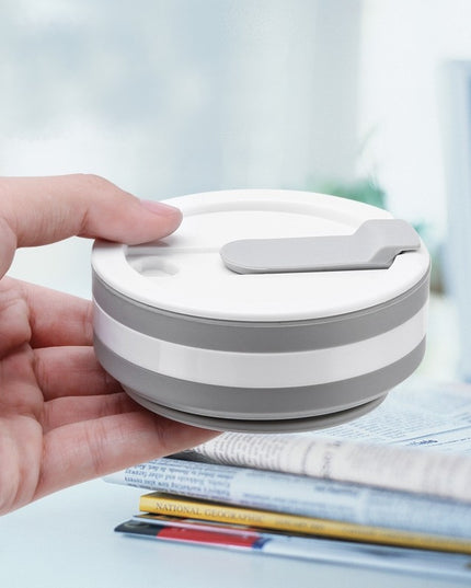 Pahar pliabil din silicon prentru calatorii, 350 ml, pai inclus