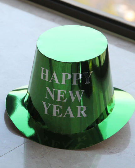 Palarie Happy New Year pentru Revelion, Palarie Festiva de Anul Nou, Palarie Magica din Hartie, Colorata Sclipitor