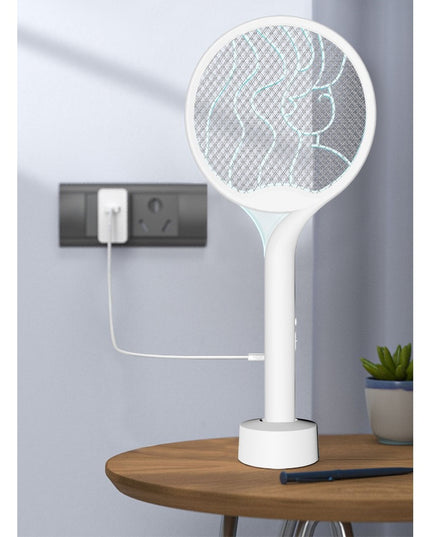 Paleta Electrica pentru Tantari, Muste si Tantari 2in1, Reincarcabila, Incarcare USB, 2600V, Plastic, Casa si Gradina, Anti-insecte, Stand