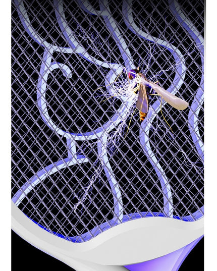 Paleta Electrica pentru Tantari, Muste si Tantari 2in1, Reincarcabila, Incarcare USB, 2600V, Plastic, Casa si Gradina, Anti-insecte, Stand