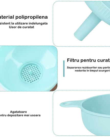 Palnie din plastic 1 doua dimensiuni de scurgere, cu filet si filtru, diametru scurgere