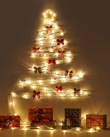 Panglică LED de Crăciun Aurie, lungime , 10 LED-uri, Baterii