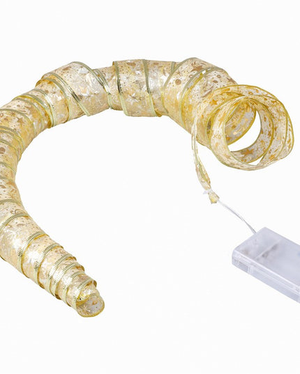 Panglică LED de Crăciun Aurie, lungime , 10 LED-uri, Baterii