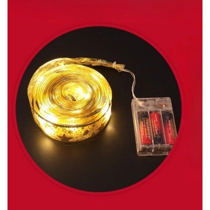 Panglică LED de Crăciun Aurie, lungime , 10 LED-uri, Baterii