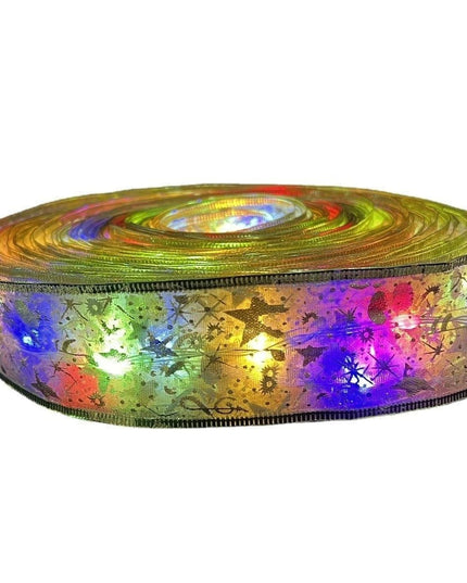 Panglică LED de Crăciun Aurie, lungime , 10 LED-uri, Baterii