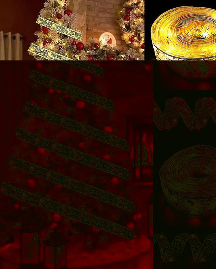 Panglică LED de Crăciun Aurie, lungime , 100 LED-uri, Baterii