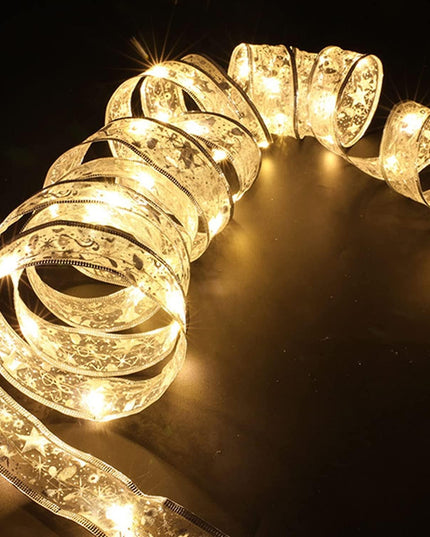 Panglică LED de Crăciun Aurie, lungime , 200 LED-uri, Baterii