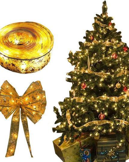 Panglică LED de Crăciun Aurie, lungime , 40 LED-uri, Baterii