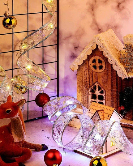 Panglică LED de Crăciun Aurie, lungime , 50 LED-uri, Baterii