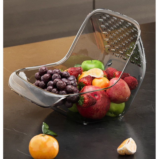 Cos de Spalat Legume/Fructe, cu Scurgere Apa, din PET, 15.5 x 18.6 x 16.2 cm