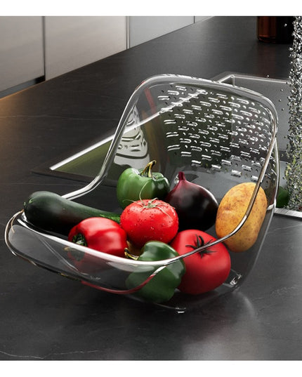 Cos de Spalat Legume/Fructe, cu Scurgere Apa, din PET, 15.5 x 18.6 x 16.2 cm