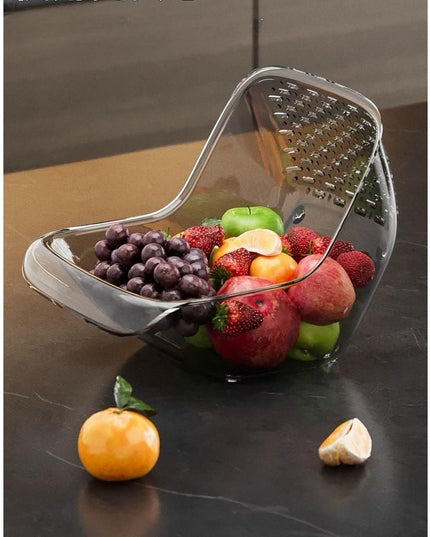 Cos de Spalat Legume/Fructe, cu Scurgere Apa, din PET, 15.5 x 18.6 x 16.2 cm