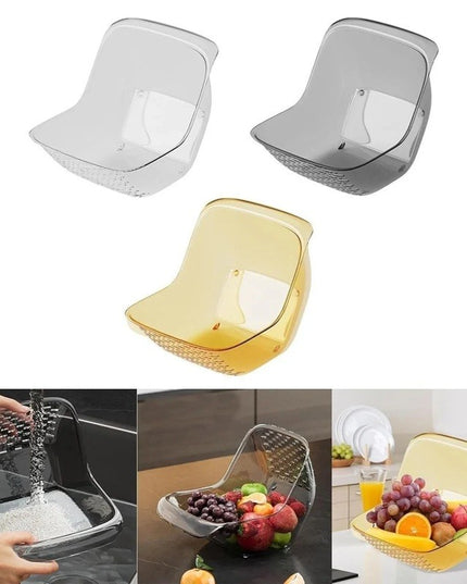 Cos de Spalat Legume/Fructe, cu Scurgere Apa, din PET, 15.5 x 18.6 x 16.2 cm