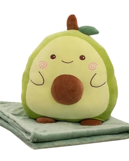 Patura 2in1 pentru Pat sau Canapea, Model Jucarie Avocado cu Spatiu de Depozitare Patura, Microfibra
