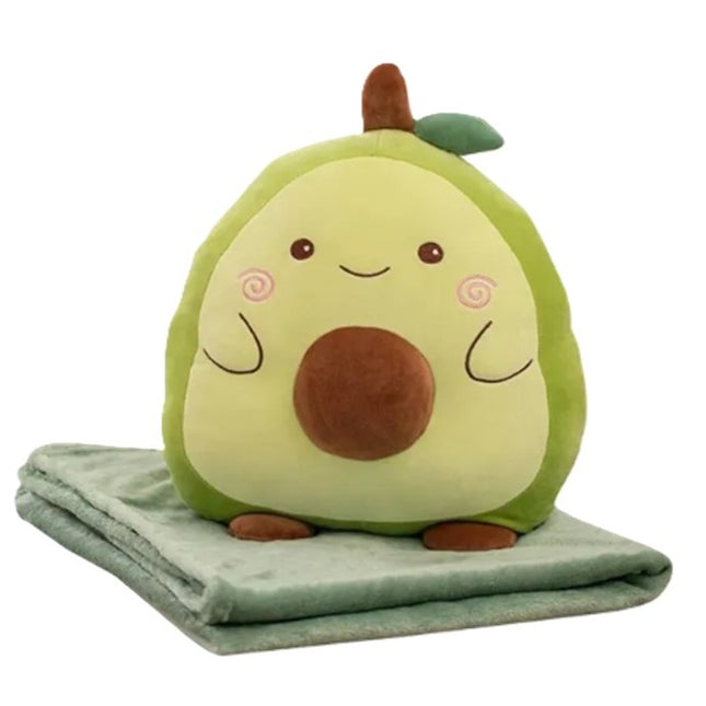 Patura 2in1 pentru Pat sau Canapea, Model Jucarie Avocado cu Spatiu de Depozitare Patura, Microfibra