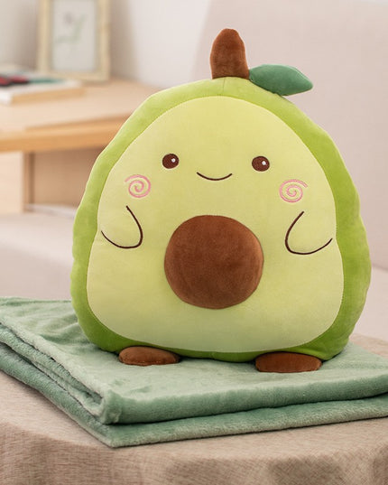 Patura 2in1 pentru Pat sau Canapea, Model Jucarie Avocado cu Spatiu de Depozitare Patura, Microfibra