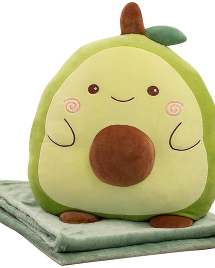 Patura 2in1 pentru Pat sau Canapea, Model Jucarie Avocado cu Spatiu de Depozitare Patura, Microfibra