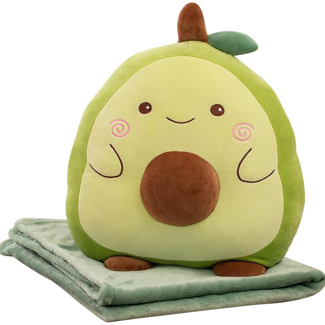 Patura 2in1 pentru Pat sau Canapea, Model Jucarie Avocado cu Spatiu de Depozitare Patura, Microfibra