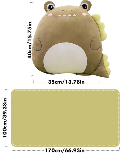 Patura 2in1 pentru Pat sau Canapea, Model Jucarie Crocodil cu Spatiu de Depozitare Patura, Microfibra