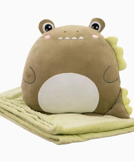 Patura 2in1 pentru Pat sau Canapea, Model Jucarie Crocodil cu Spatiu de Depozitare Patura, Microfibra