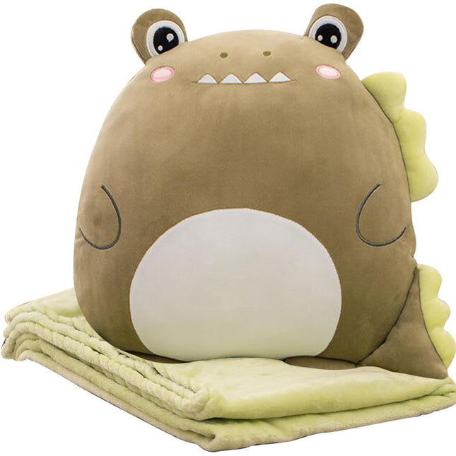 Patura 2in1 pentru Pat sau Canapea, Model Jucarie Crocodil cu Spatiu de Depozitare Patura, Microfibra