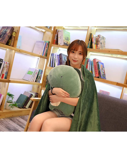 Patura 2in1 pentru Pat sau Canapea, Model Jucarie Dinozaur cu Spatiu de Depozitare Patura, Microfibra