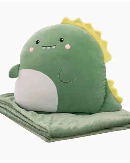 Patura 2in1 pentru Pat sau Canapea, Model Jucarie Dinozaur cu Spatiu de Depozitare Patura, Microfibra