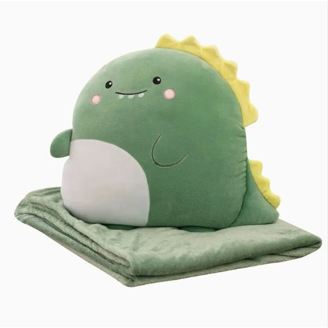 Patura 2in1 pentru Pat sau Canapea, Model Jucarie Dinozaur cu Spatiu de Depozitare Patura, Microfibra