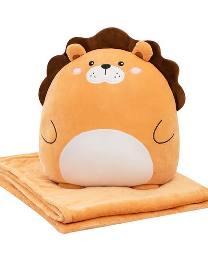 Patura 2in1 pentru Pat sau Canapea, Model Jucarie Leu cu Spatiu de Depozitare Patura, Microfibra