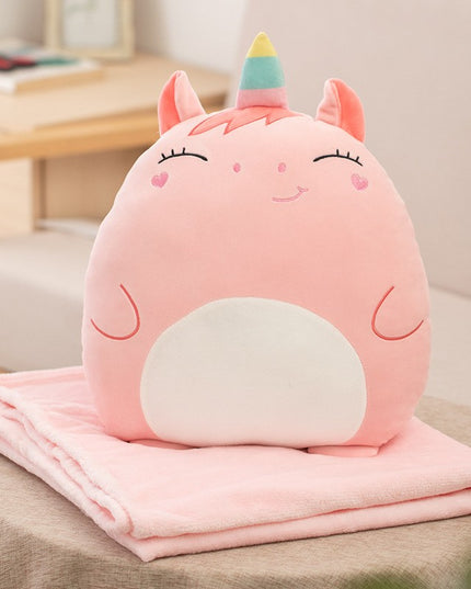 Patura 2in1 pentru Pat sau Canapea, Model Jucarie Unicorn cu Spatiu de Depozitare Patura, Microfibra