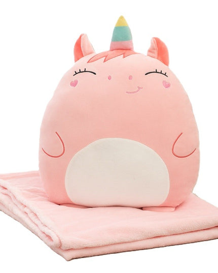 Patura 2in1 pentru Pat sau Canapea, Model Jucarie Unicorn cu Spatiu de Depozitare Patura, Microfibra