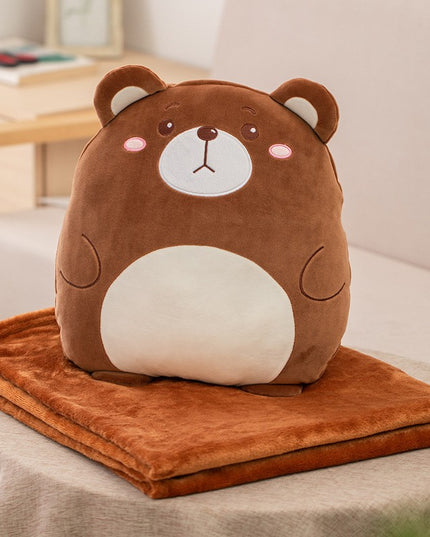 Patura 2in1 pentru Pat sau Canapea, Model Jucarie Urs cu Spatiu de Depozitare Patura, Microfibra