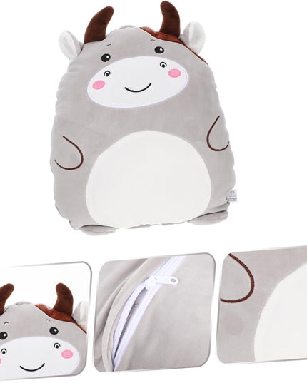 Patura 2in1 pentru Pat sau Canapea, Model Jucarie Vacuta cu Spatiu de Depozitare Patura, Microfibra