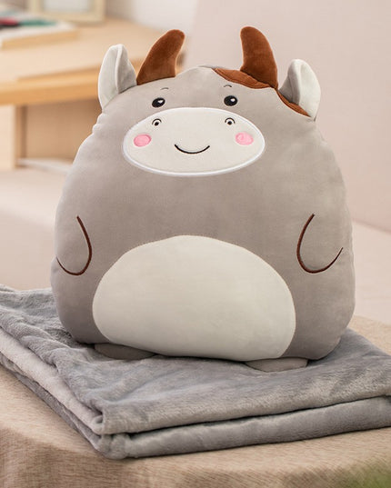 Patura 2in1 pentru Pat sau Canapea, Model Jucarie Vacuta cu Spatiu de Depozitare Patura, Microfibra