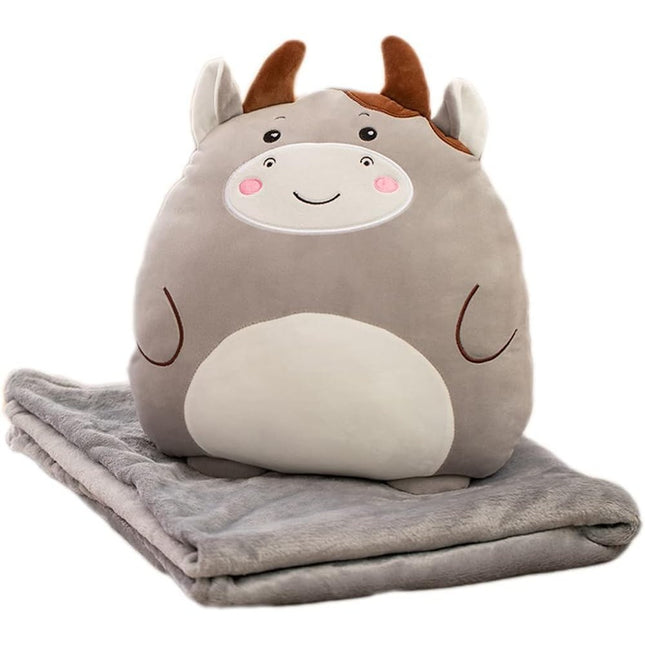 Patura 2in1 pentru Pat sau Canapea, Model Jucarie Vacuta cu Spatiu de Depozitare Patura, Microfibra