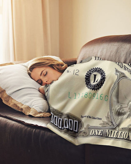 Patura de Pat sau Canapea, Model Bancnota Dolari, Microfibra