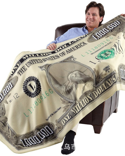 Patura de Pat sau Canapea, Model Bancnota Dolari, Microfibra