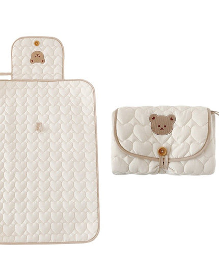 Patura Multifunctionala, pentru Schimbat Scutec, Impermeabila, din Bumbac,Portabila, Model Ursulet