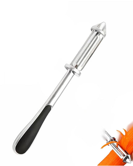 Peeler 2in1 pentru Legume si Fructe, Multifunctional, cu 2 Lame de Curatati si Feliat, Varf Ascutit pentru Gaurit,din Otel Inoxidabil