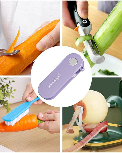 Peeler pentru Legume si Fructe,Multifunctional, Curatator Pliabil, din ABS si Otel Inoxidabil