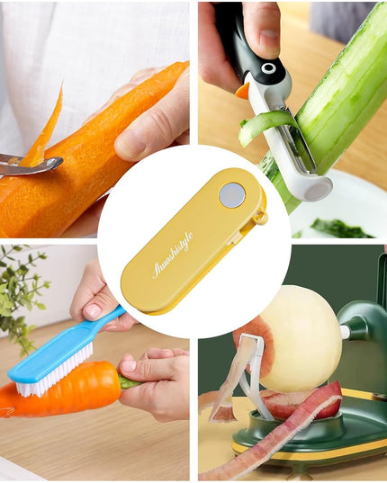 Peeler pentru Legume si Fructe,Multifunctional, Curatator Pliabil, din ABS si Otel Inoxidabil