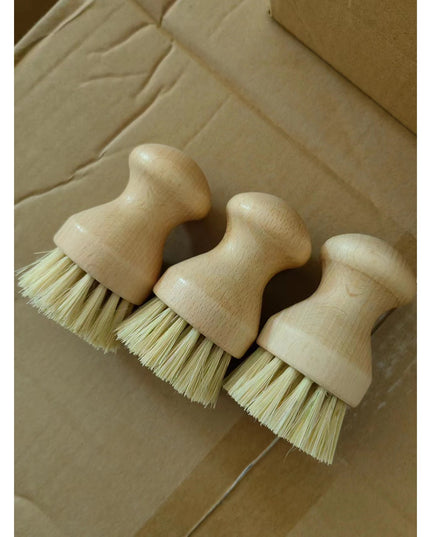 Perie de Curatat Vase si Alimente, din Lemn de Bambus,Perie din Sisal