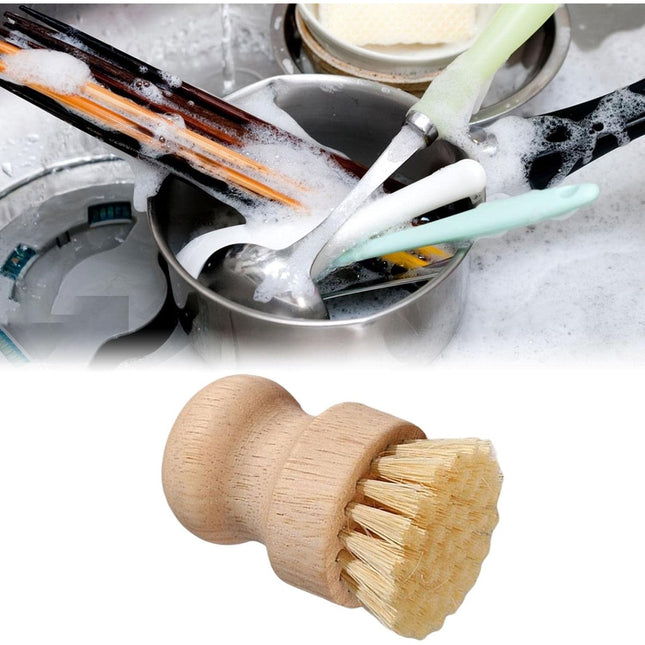 Perie de Curatat Vase si Alimente, din Lemn de Fag,Perie din Sisal