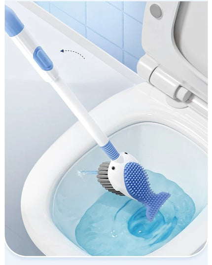 Perie de Toaleta, cu Suport de Perete, Recipient Detergent, 2 Tipuri de Perii, Model Balena