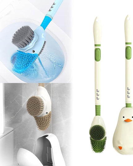 Perie de Toaleta, cu Suport de Perete, Recipient Detergent, 2 Tipuri de Perii, Model Rata