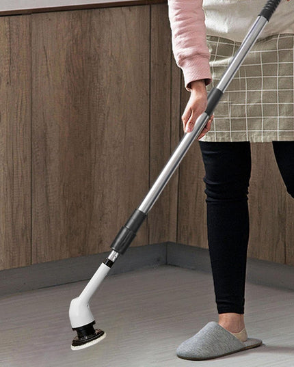 Perie Electrica de Curatare, pentru Gresie, Baie, Bucatarie,cu 6 Capete, Maner Extensibil Detasabil 84- , Incarcare USB-Type C, Rotire 360 de Grade, 3000 mAh, Culoare: